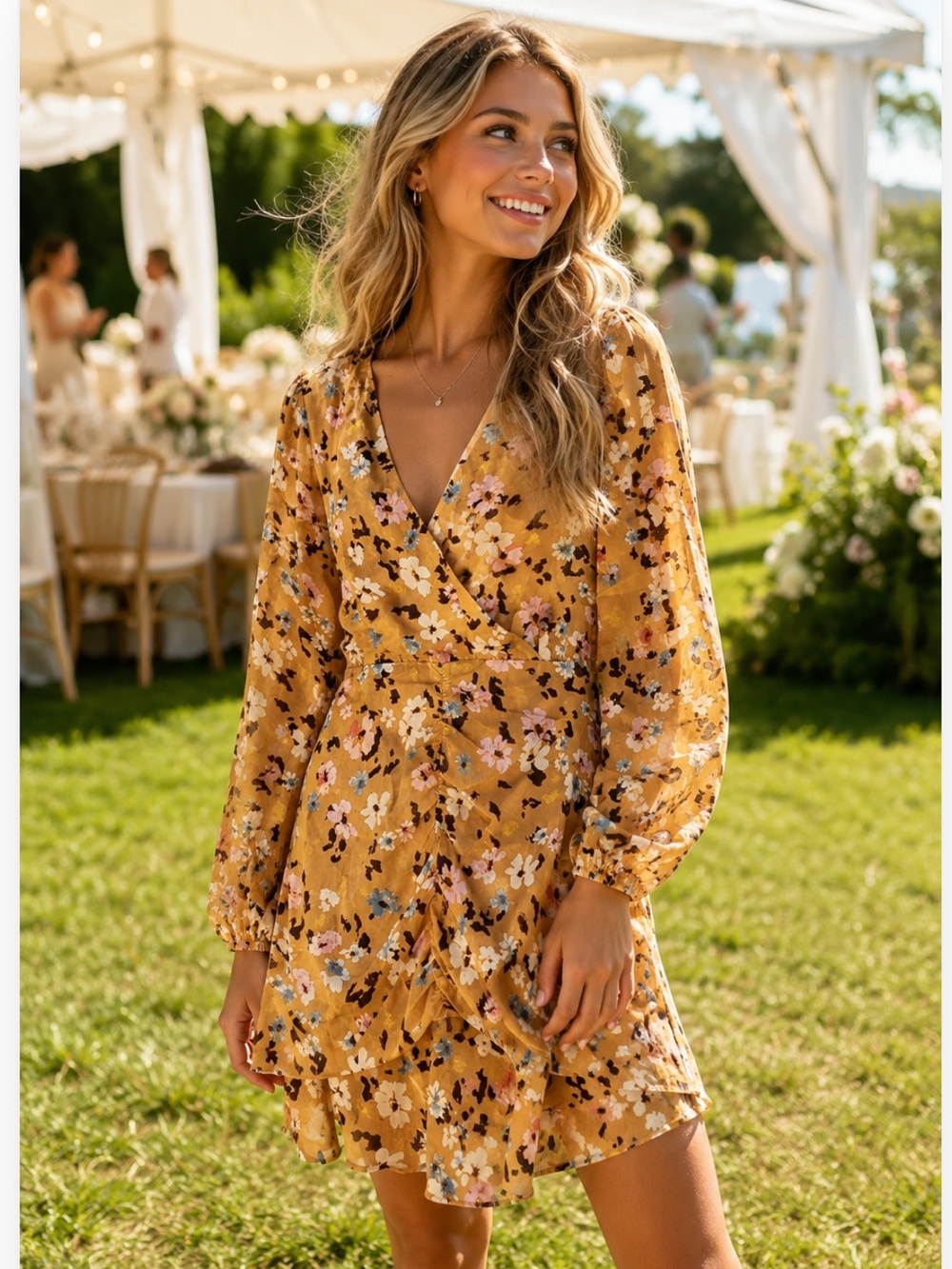 NWT Sanctuary Women’s Floral Faux Wrap Chiffon Mini Dress Spring Summer Feminine